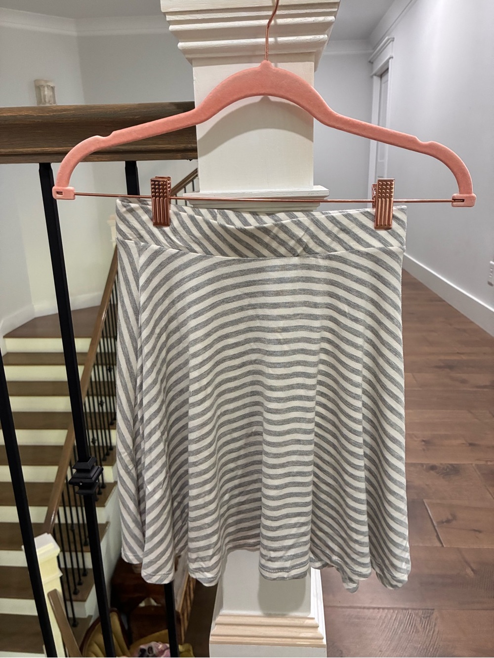 belk Gray and White Striped Skater Skirt